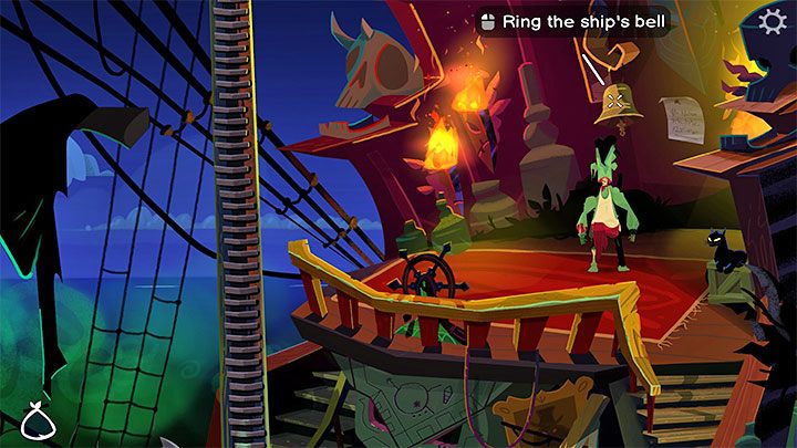 Reach the main deck and go right to the rudder area - Return to Monkey Island: Learn LeChucks secrets - walkthrough - Part 3 - Return to Monkey Island - Return to Monkey Island Walkthrough