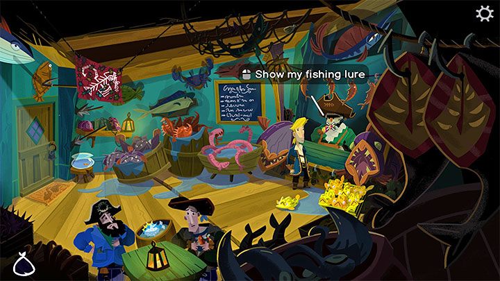 After visiting all the characters on the list , go back to Cod's Wallop - Return to Monkey Island: Bella Fishers Golden Key - walkthrough, solution - Part 4 - Things Get Complicated - Return to Monkey Island Walkthrough