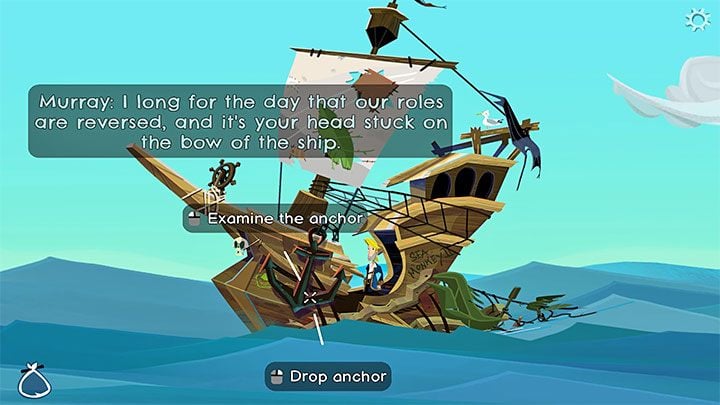 After you reach the destination, lower the Drop anchor - Return to Monkey Island: Bella Fishers Golden Key - walkthrough, solution - Part 4 - Things Get Complicated - Return to Monkey Island Walkthrough