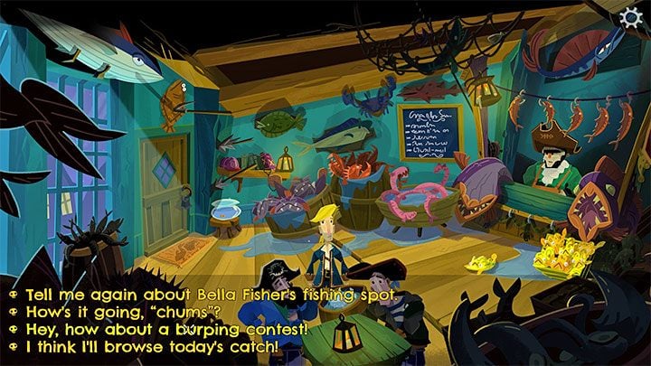 Head to the Cod's Wallop gift shop - Return to Monkey Island: Bella Fishers Golden Key - walkthrough, solution - Part 4 - Things Get Complicated - Return to Monkey Island Walkthrough