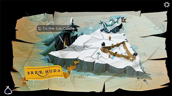 After reaching the island, go through the town and bring up the island map - Return to Monkey Island: Brrr Muda Island Golden Key - walkthrough - Part 4 - Things Get Complicated - Return to Monkey Island Walkthrough