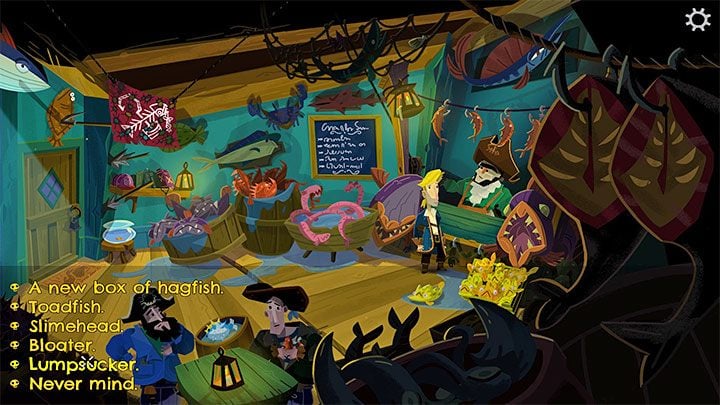 Return to Melee Island , head to the High Street section, and visit the Cod's Wallop gift shop - Return to Monkey Island: Brrr Muda Island Golden Key - walkthrough - Part 4 - Things Get Complicated - Return to Monkey Island Walkthrough