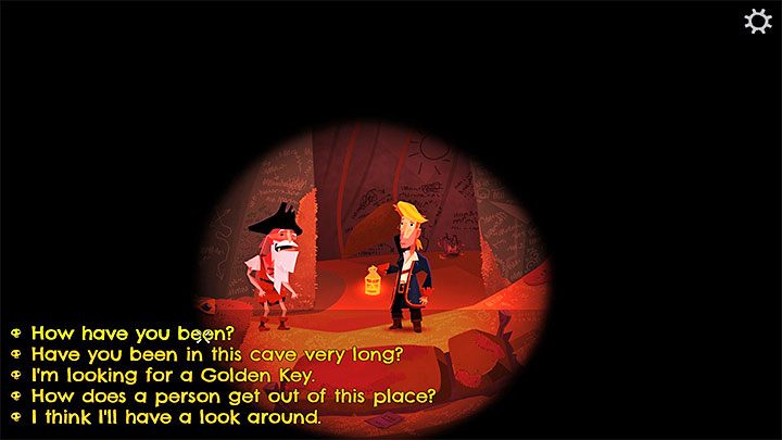 Read the new sign - Guybrush will fall into the cave where Herman Toothrot is staying - Return to Monkey Island: Terror Island Golden Key - walkthrough - Part 4 - Things Get Complicated - Return to Monkey Island Walkthrough