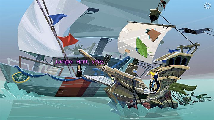 If you try to cross the 19th Parallel, you will be stopped by the judge making it unable for you to reach Brrr Muda Island - Return to Monkey Island: Get the 5 keys for the safe - walkthrough - Part 4 - Things Get Complicated - Return to Monkey Island Walkthrough