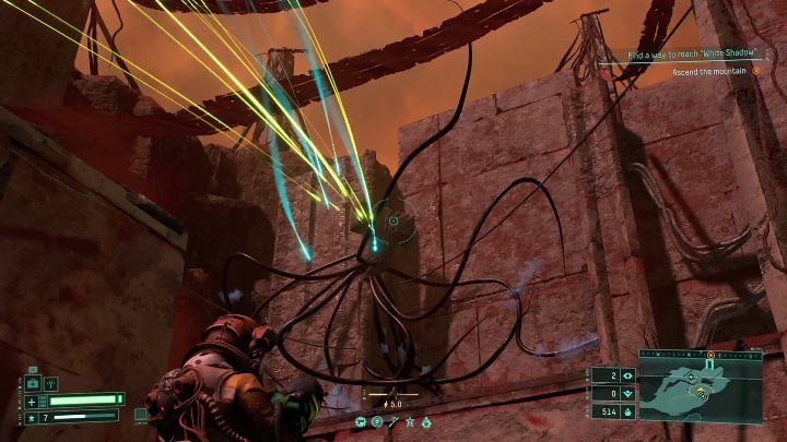 The last dangerous opponent inhabiting the Crimson Wates is a huge flying creature that can attack you as soon as you move to this location - Return: Crimson Wastes - biome - Biomes - Returnal Guide