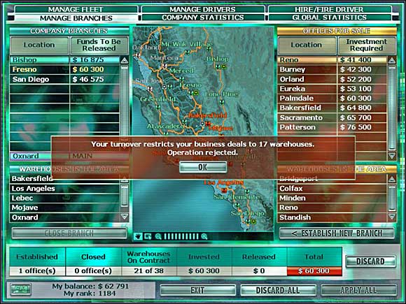 Branch offices management screen. - Hints - managing your firm - RignRoll - Game Guide and Walkthrough
