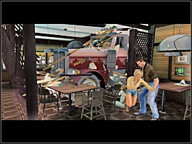 And now Crane discreetly decamps only to steal Dakota's truck and try to kill you all by crashing half the bar - Storyline solution - Part 2 - RignRoll - Game Guide and Walkthrough