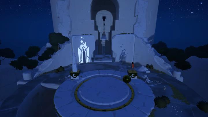 Once you set the same time of the day, the shadow of the figure will fit into the shape on the wall. - Way to the tower | Chapter 1 - Walkthrough - Chapter 1 - Rime Game Guide