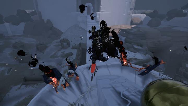 Use of the orb to knock ghosts off the bridge. - Confrontation with the beast and the timelapse puzzle | Chapter 2 - Walkthrough - Chapter 2 - Rime Game Guide