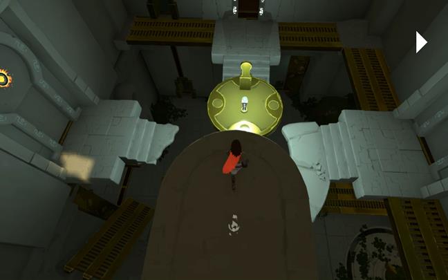 Jump to the golden platform and pick up the sphere - A new companion | Chapter 3 - Walkthrough - Chapter 3 - Rime Game Guide