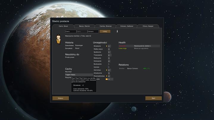 There are many options available in colonists creation menu - Colonists creation - Key information - RimWorld Game Guide