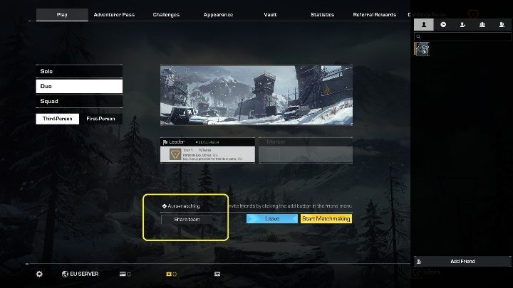 If you want to play with random players, the game gives you the option to create a team - simply click on Share team button - Can you play in two-person teams in Ring of Elysium? - FAQ - Ring of Elysium Guide and Tips