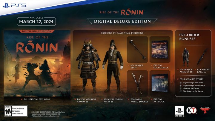 The Deluxe Edition is only available digitally on PlayStation Store - Rise of the Ronin: Game editions - Rise of the Ronin: Appendix - Rise of the Ronin Guide