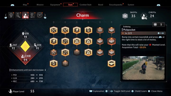 The first level of this skill unlocks pickpocketing, but you can only use it on selected characters - you'll know you can perform this action when the R1 button prompt appears when near an NPC - Rise of the Ronin: Best skills - Rise of the Ronin: Basics - Rise of the Ronin Guide