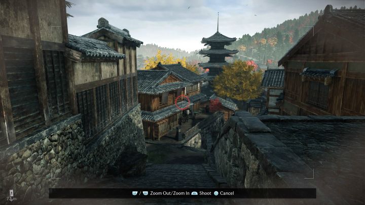 Place yourself near the steep steps between the buildings and photograph the pagoda of Hokanji temple - Rise of the Ronin: All photographies in the Kyoto region - Rise of the Ronin: Secrets and Collectibles - Rise of the Ronin Guide