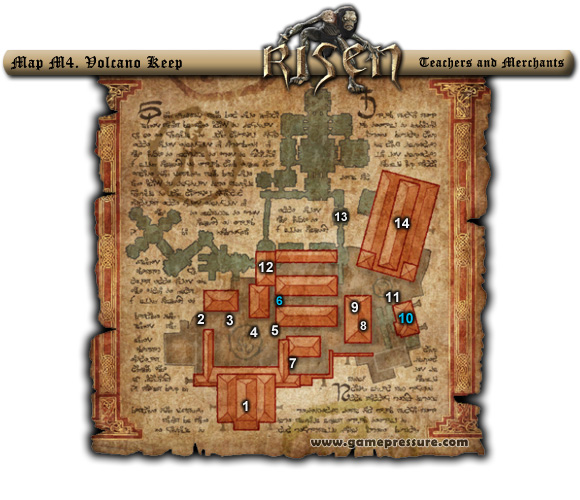 1 - World Atlas - [Map M4] Volcano Keep - World Atlas - Teachers and Merchants - Risen - Game Guide and Walkthrough