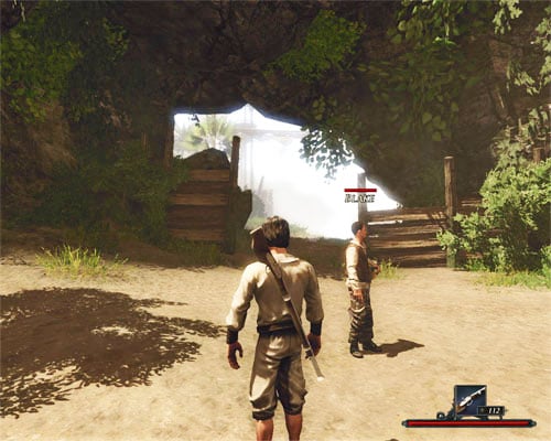 Blake is watching for sea monsters near the north-east entrance to the pirates' den. - Crab Slapping with Blake - Tacarigua - Quests - Risen 2: Dark Waters - Game Guide and Walkthrough