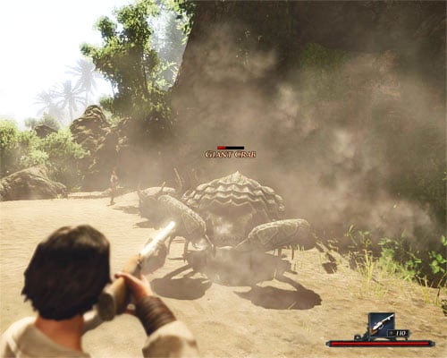 Using guns against Giant Crabs is a good idea, but you have to keep the enemies at a distance. - Crab Slapping with Blake - Tacarigua - Quests - Risen 2: Dark Waters - Game Guide and Walkthrough