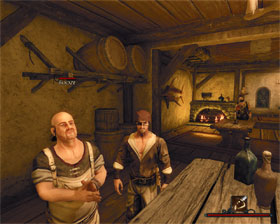 Booze [#2] - the innkeeper from the pirates' camp, who sells a wide variety of alcoholic beverages and recipes for liquors - Tacarigua - Traders - Risen 2: Dark Waters - Game Guide and Walkthrough