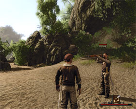 Blake [#3] - a pirate under the orders of Captain Steelbeard, guarding the west entrance to the pirates' settlement - Tacarigua - Trainers - Risen 2: Dark Waters - Game Guide and Walkthrough