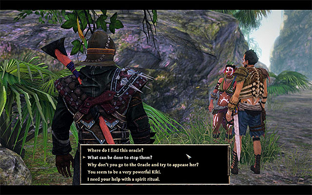 You need to receive the quest to meet with the Oracle, from Chani - The Right Place - Main Quests - Kila - Risen 3: Titan Lords - Game Guide and Walkthrough