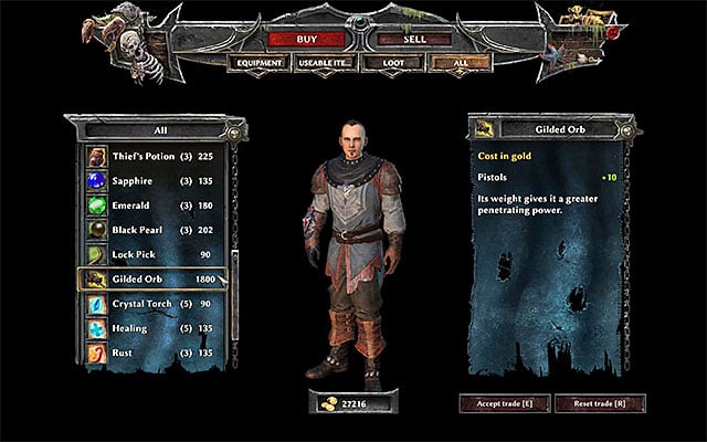 You can buy the Gilded Orb from Agila - Taranis - Legendary items - Risen 3: Titan Lords - Game Guide and Walkthrough