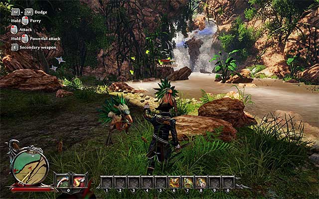 Use your dodges to prevent yourself from taking any unnecessary damage while fighting Scavengers. - Hunting for Treasure - Main quests - Crab Coast - Risen 3: Titan Lords - Game Guide and Walkthrough