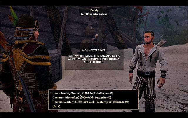 Buddy is one of the trainers, who can teach the Nameless Hero the ability to control monkeys. - Monkey Business - Side Quests - Kila - Risen 3: Titan Lords - Game Guide and Walkthrough