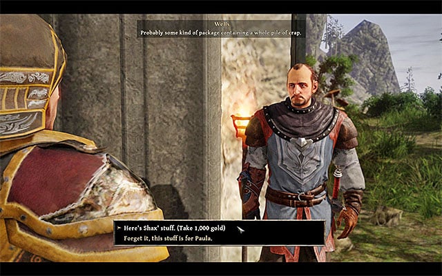 One of the possibilities is to give Shax belongings to Wells. - The Legacy - Side Quests - Taranis - Risen 3: Titan Lords - Game Guide and Walkthrough