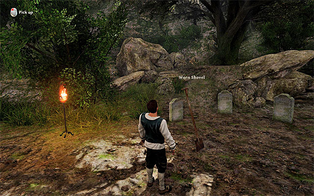 You will find a shovel on the cemetery - Become a Voodoo Master - Side Quests - Antigua - Risen 3: Titan Lords - Game Guide and Walkthrough