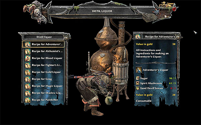 You can distil liquor - Crafting - Risen 3: Titan Lords - Game Guide and Walkthrough