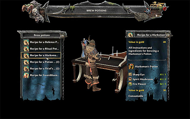 The potion brewing window - Crafting - Risen 3: Titan Lords - Game Guide and Walkthrough