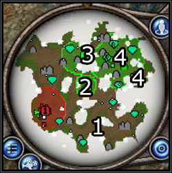 Try to conquer the whole southern part of the map (1), this way securing your resources - Kaba Swamplands, Teomqui - Cuotl - Rise of Nations: Rise of Legends Game Guide