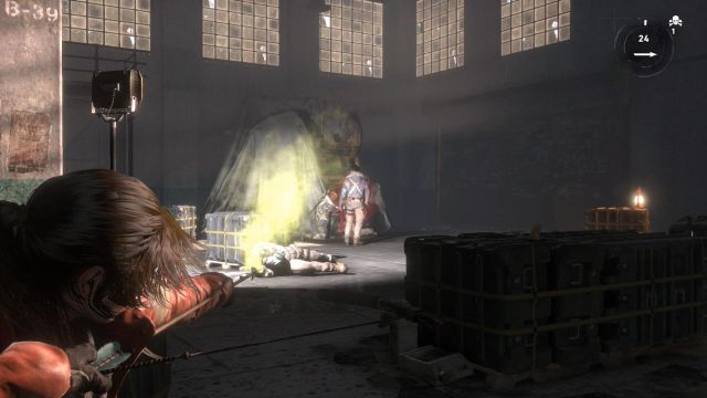 As soon as you do all of the above quickly and efficiently, the soldier that used to stand on the right side of the room, approaches the other two opposite - Rise of the Tomb Raider: Find a way into the old prison, walkthrough - Among the Enemy - Rise of the Tomb Raider Guide