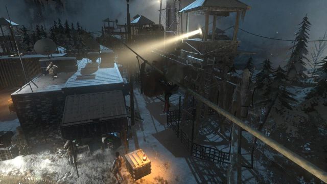 While in the cabin, shoot the soldier in the next one - Rise of the Tomb Raider: Search the Command Center, walkthrough - The Way Out - Rise of the Tomb Raider Guide