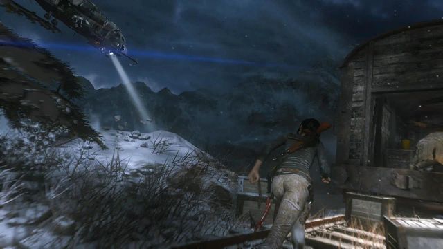 The next part of the game is a quick sequence with Lara and Jacob escaping helicopter fire - Rise of the Tomb Raider: Escape the helicopter, walkthrough - Fugitives - Rise of the Tomb Raider Guide
