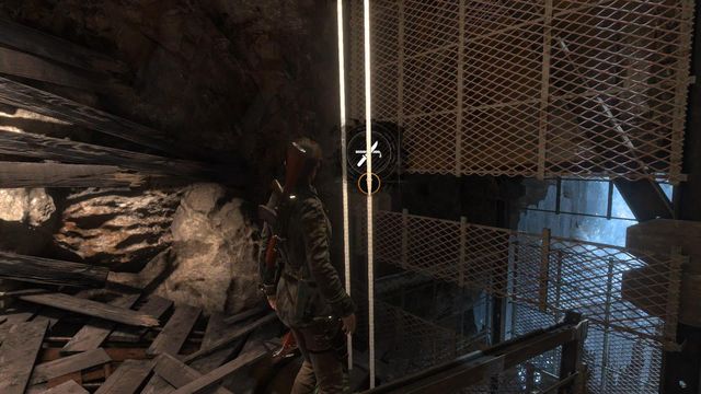 Approach the lift and cut through both cables there - Rise of the Tomb Raider: Find a way through the mountain, walkthrough - Shortcut - Rise of the Tomb Raider Guide