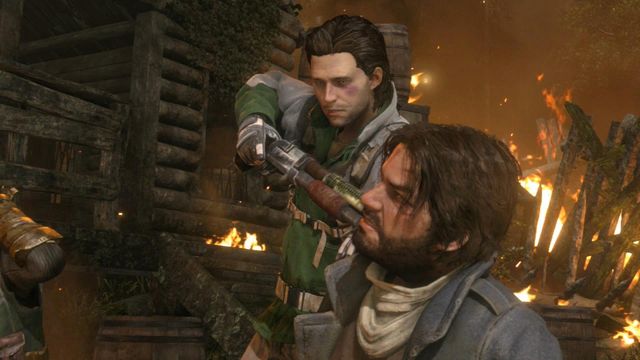 You will be slowed down here by the swampy area that you have to cross to get to the village - Rise of the Tomb Raider: Join Jacob at the upper village, walkthrough - Prepare for Battle - Rise of the Tomb Raider Guide