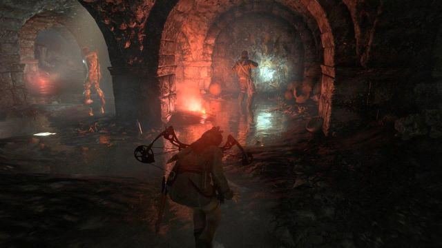 Do the same after you reach the corridor in the catacombs - Rise of the Tomb Raider: Infiltrate the ruins and find Sofia, walkthrough - To the Tower - Rise of the Tomb Raider Guide