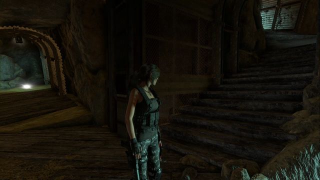 Turn left past the stairs. On the right, you find a Survival cache. - Rise of the Tomb Raider: Tomb - Red Mines 2/9, Soviet Installation secrets - Soviet Installation - Rise of the Tomb Raider Guide
