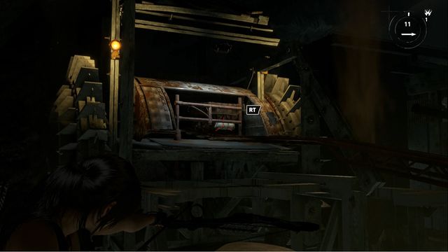 In the spot shown in the screenshot, you can attach a rope and release the cart - Rise of the Tomb Raider: Tomb - Red Mines 2/9, Soviet Installation secrets - Soviet Installation - Rise of the Tomb Raider Guide
