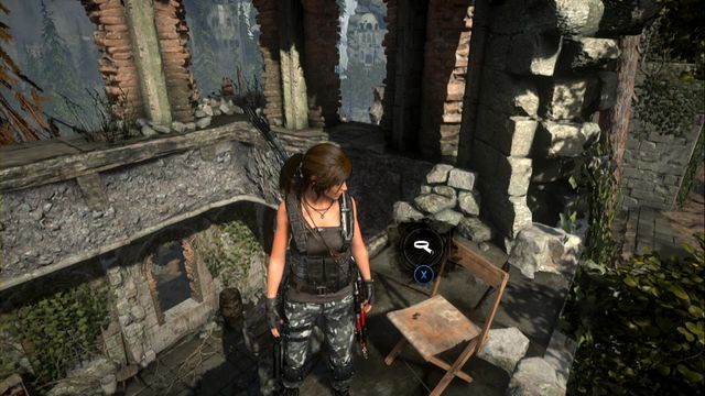 Finally, jump over to the projecting wall fragment on the left, where there is a chair - Rise of the Tomb Raider: Quiet Time achievement walkthrough, tips - Achievements - Rise of the Tomb Raider Guide
