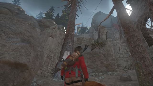 You can make obtaining this achievement easier, after you throw the chicken against the wall outside of the camp (among trees, on the map around the semi-circular wall) - Rise of the Tomb Raider: Rotisserie achievement walkthrough, tips - Achievements - Rise of the Tomb Raider Guide