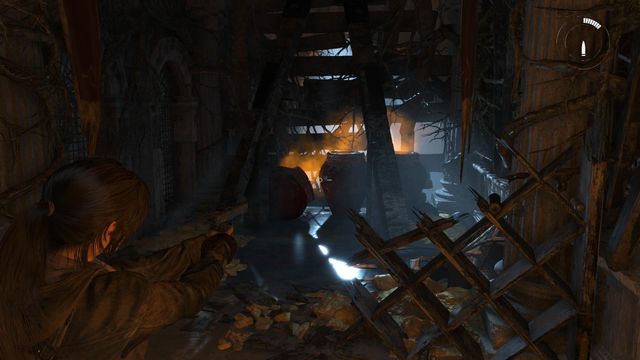 After you make it through the long corridor, you will get into a dead end - Rise of the Tomb Raider: Find a way down into the archives, walkthrough - Glimpses - Rise of the Tomb Raider Guide