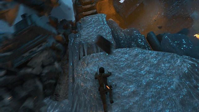 However, you need to watch out while jumping onto the ice wall - Rise of the Tomb Raider: Reach the top of the tower, walkthrough - Ascension - Rise of the Tomb Raider Guide