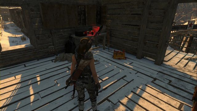 In the first house on the left, right after you enter through the gate - Rise of the Tomb Raider: Relics, Soviet Installation secrets, map, tips - Soviet Installation - Rise of the Tomb Raider Guide