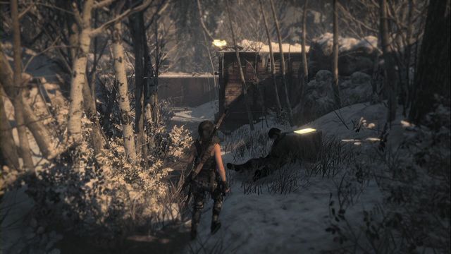 A moment after you zipline down from the camp in the south on the treetrunk, to the right of the path that you follow - Rise of the Tomb Raider: Documents, Soviet Installation secrets, map, tips - Soviet Installation - Rise of the Tomb Raider Guide