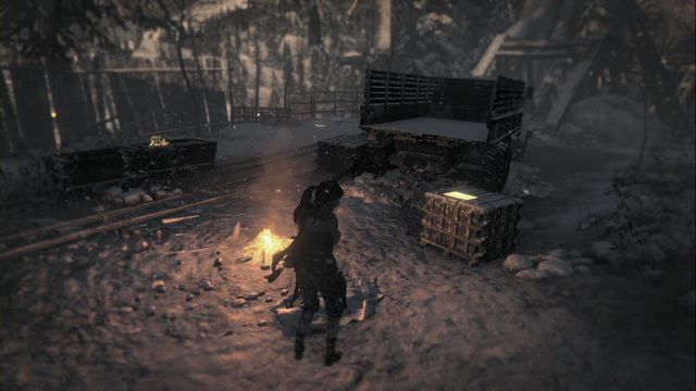 On the crate near the campfire, in the Copper Mill Camp - Rise of the Tomb Raider: Documents, Soviet Installation secrets, map, tips - Soviet Installation - Rise of the Tomb Raider Guide