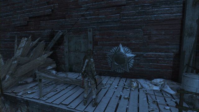 Above the Copper Mill camp, after you receive broadhead arrows, which you can use to get higher (the level above the campfire) - Rise of the Tomb Raider: Murals, Soviet Installation secrets, map, tips - Soviet Installation - Rise of the Tomb Raider Guide