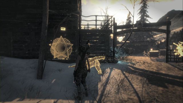A bit past the campfire in Copper Mill Yard Camp, to the left of the gate - Rise of the Tomb Raider: Murals, Soviet Installation secrets, map, tips - Soviet Installation - Rise of the Tomb Raider Guide